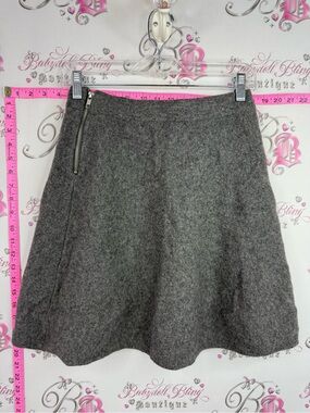 Tahari skirt wool grey Wool Blend Skater Skirt with Side Zip